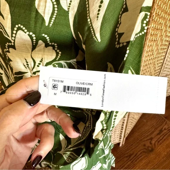 NWT London Times green & cream shift dress M - Picture 10 of 15